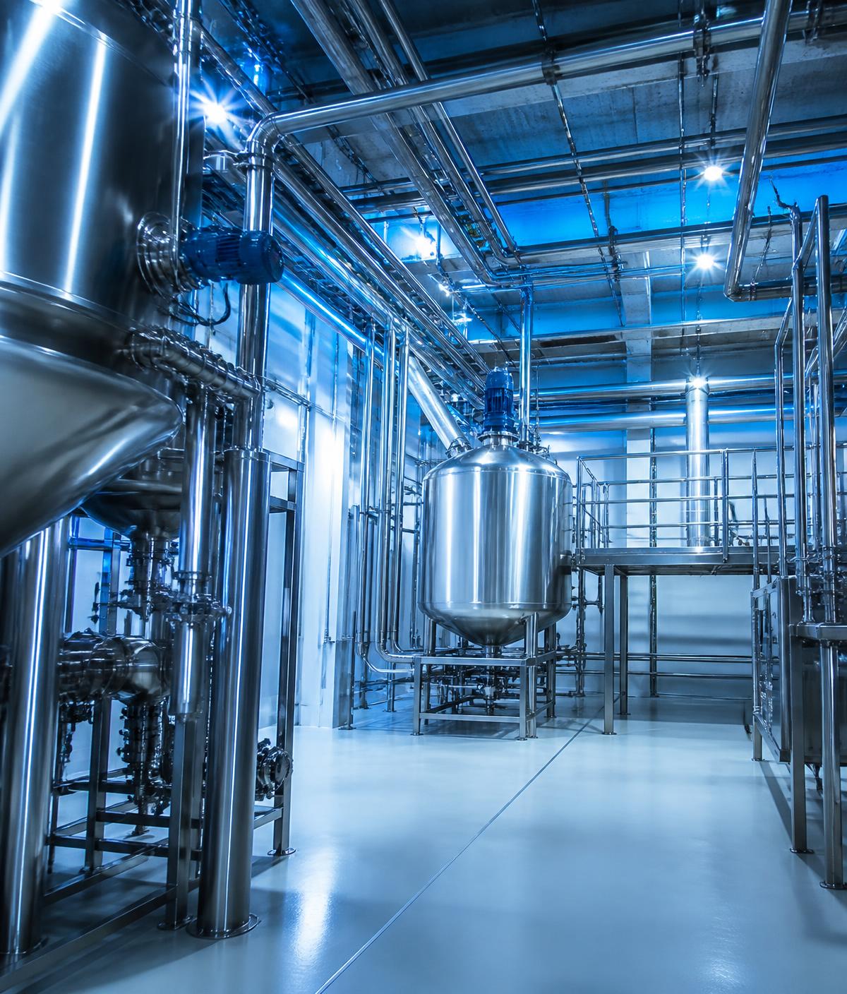 Interior of a modern chemical manufacturing facility